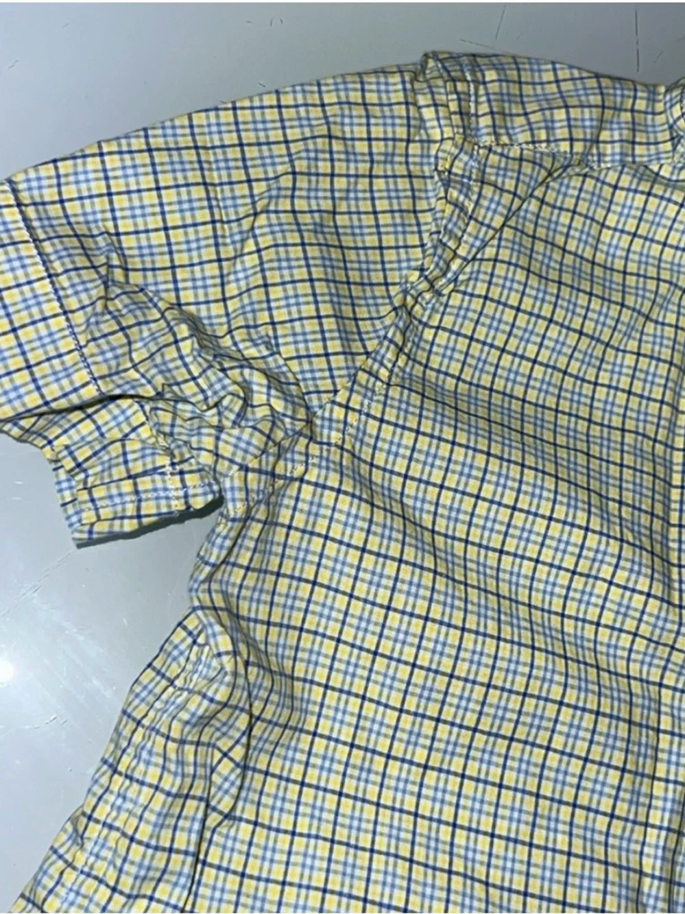 Ralph Lauren Yellow & Blue Plaid Short Sleeve Button-Down Shirt